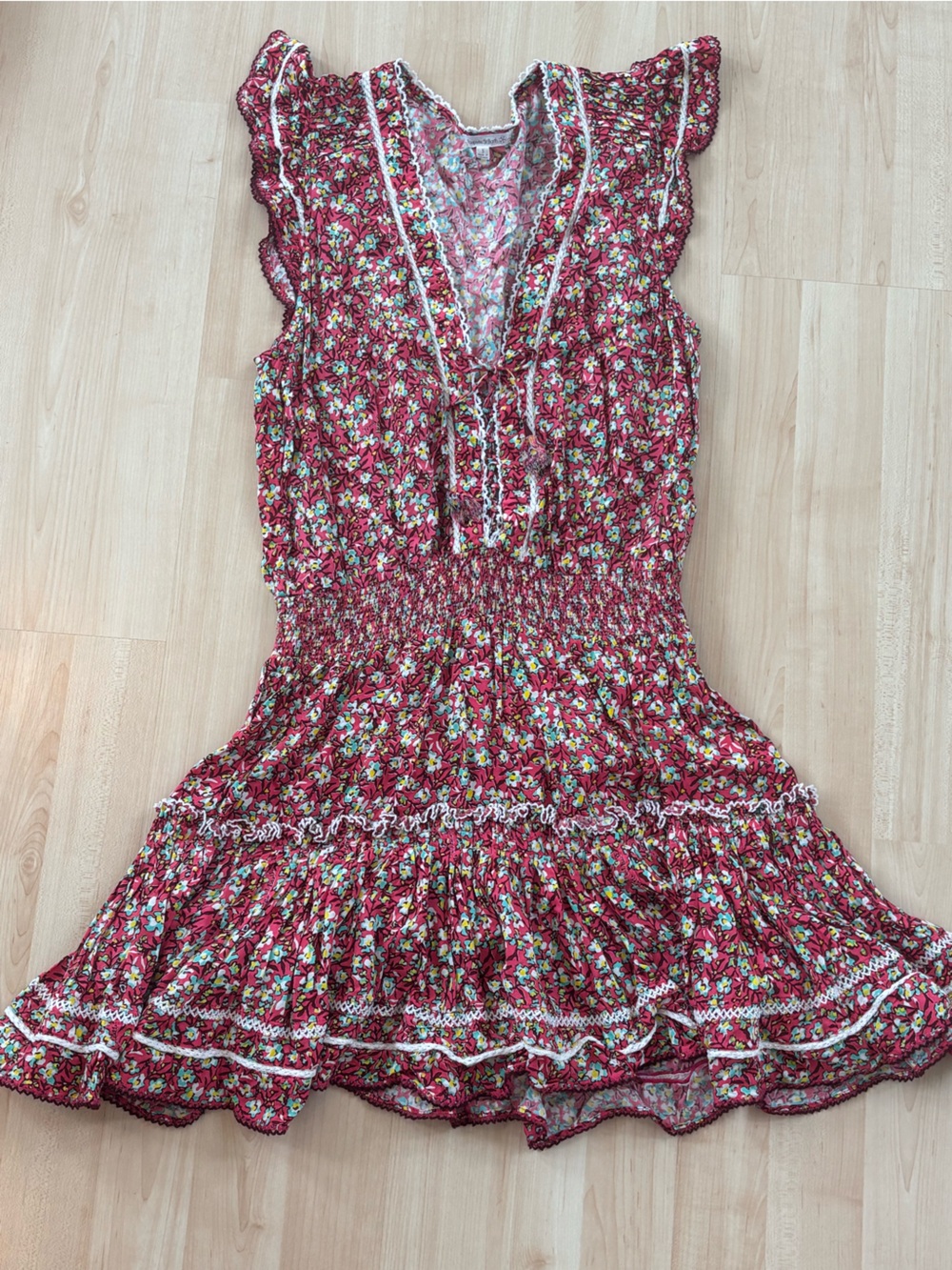Poupette St Barth Pink Floral Mini Dress Small